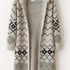 Elegant Patterned Long Cardigan